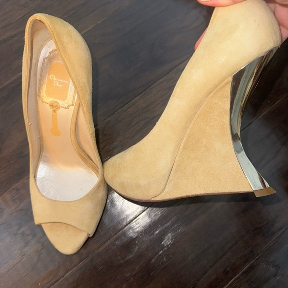 Dior Tan Peep-Toe Heels - Picture 1 of 1